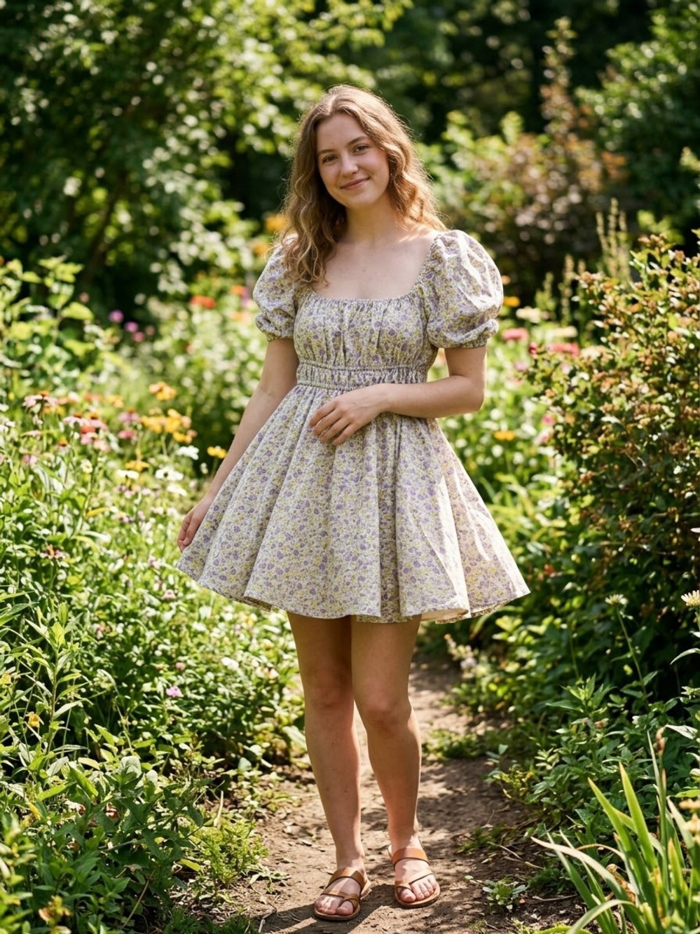 No Comment Floral Puff Sleeve Mini Dress